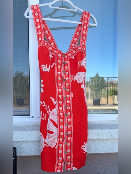 FARM Rio Dresses & Skirts - FARM Rio Red Lace Monsteras Mini Dress Size L NWT
